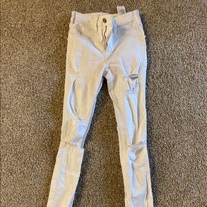 Hollister white ripped jeans